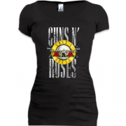 Подовжена футболка з написом і лого "Guns n` roses"